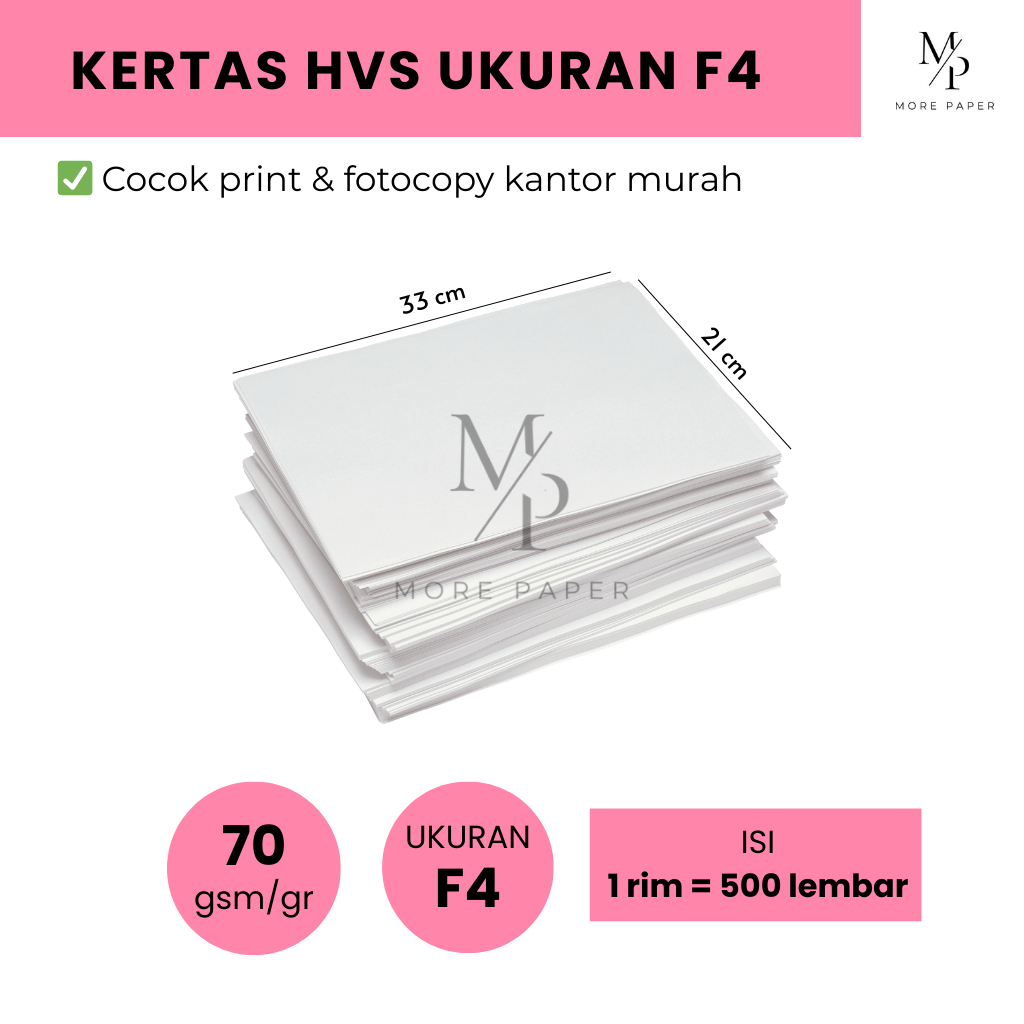 

Kertas HVS F4 70gsm - 1 Rim (500 lembar) | Kertas Legal Panjang | Print & Fotocopy Kantor / Sekolah