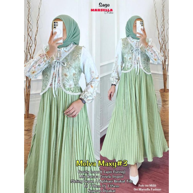 MELVA Maxy #3 | Dress Plisket | | Gamis Ceruti | | Gamis Kondangan | | Dress Wanita |