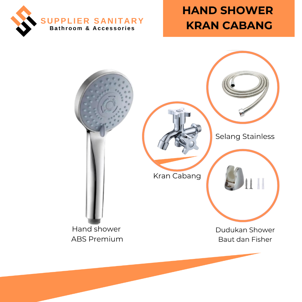 Shower mandi paket kran cabang/hand shower set/kran cabang