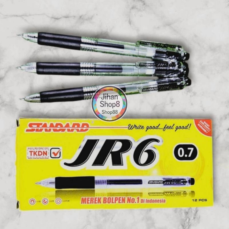 Pulpen JR6 standard/standard pen JR6 0,5/pena standard JR6 isi 12 pena