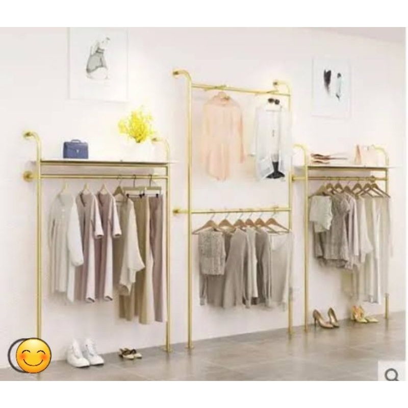 Gantungan baju tempel dinding / Rak baju display butik