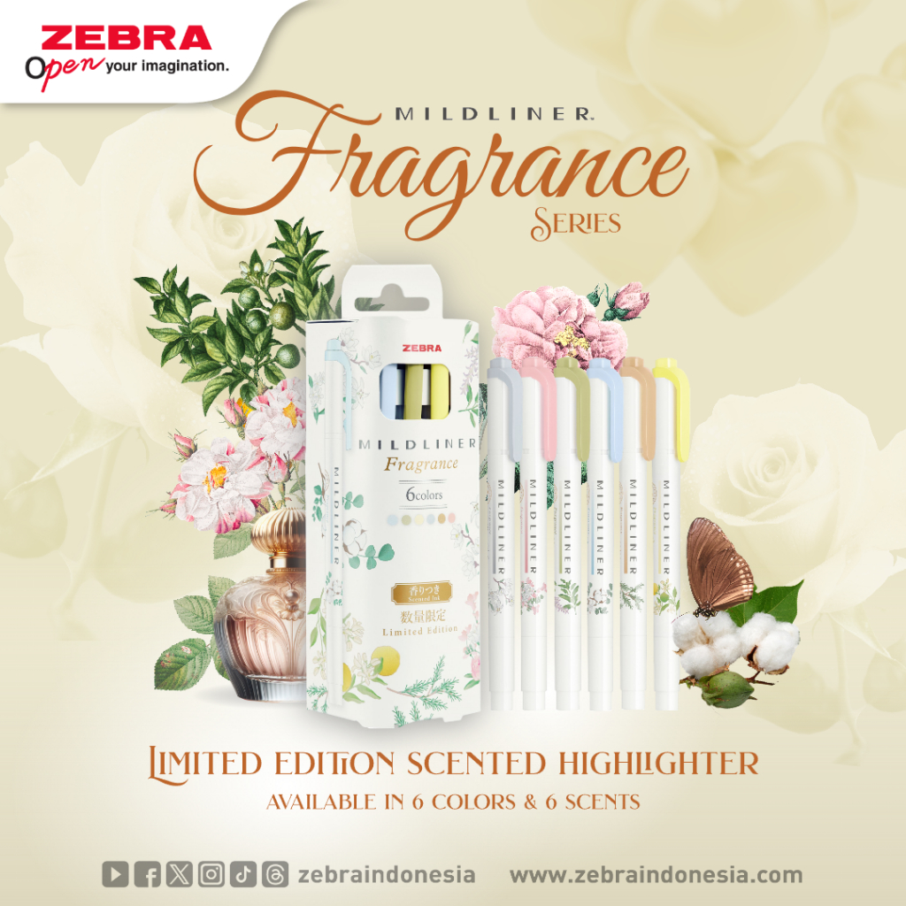 

Zebra highlighter Dual Tip Mildliner Limited Edition Fragnance Series - Satuan (ZEBRA Mildliner Double Side Highlighter Dua Sisi Water Based Marker Spidol Warna)
