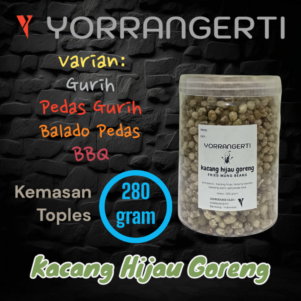 

Kacang Hijau Goreng - Toples 280 gram - Camilan Enak Renyah Murah Sehat Tanpa bahan pengawet