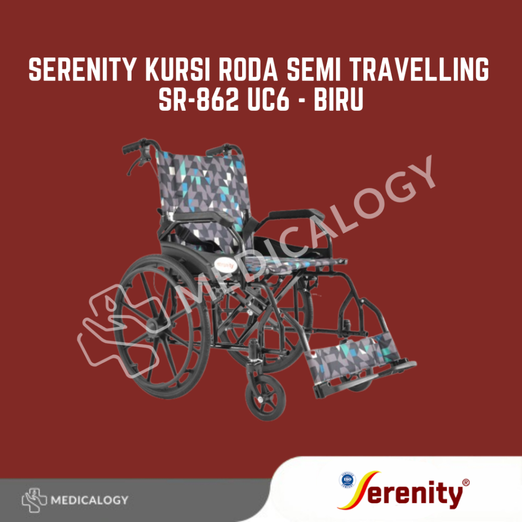 Serenity Kursi Roda Semi Travelling SR-862 UC6 - Biru