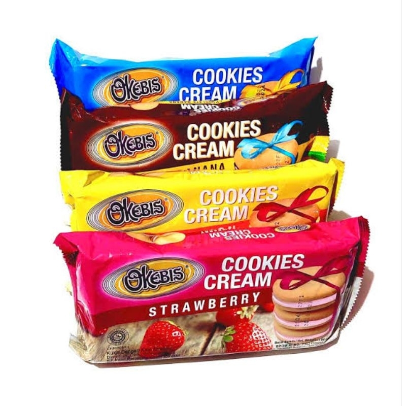 

OKEBIS COOKIES CREAM EASA STROBERY | LEMON | CHOCO MALT | CHOCOLATE BANANA NETTO 180 GR MURAH