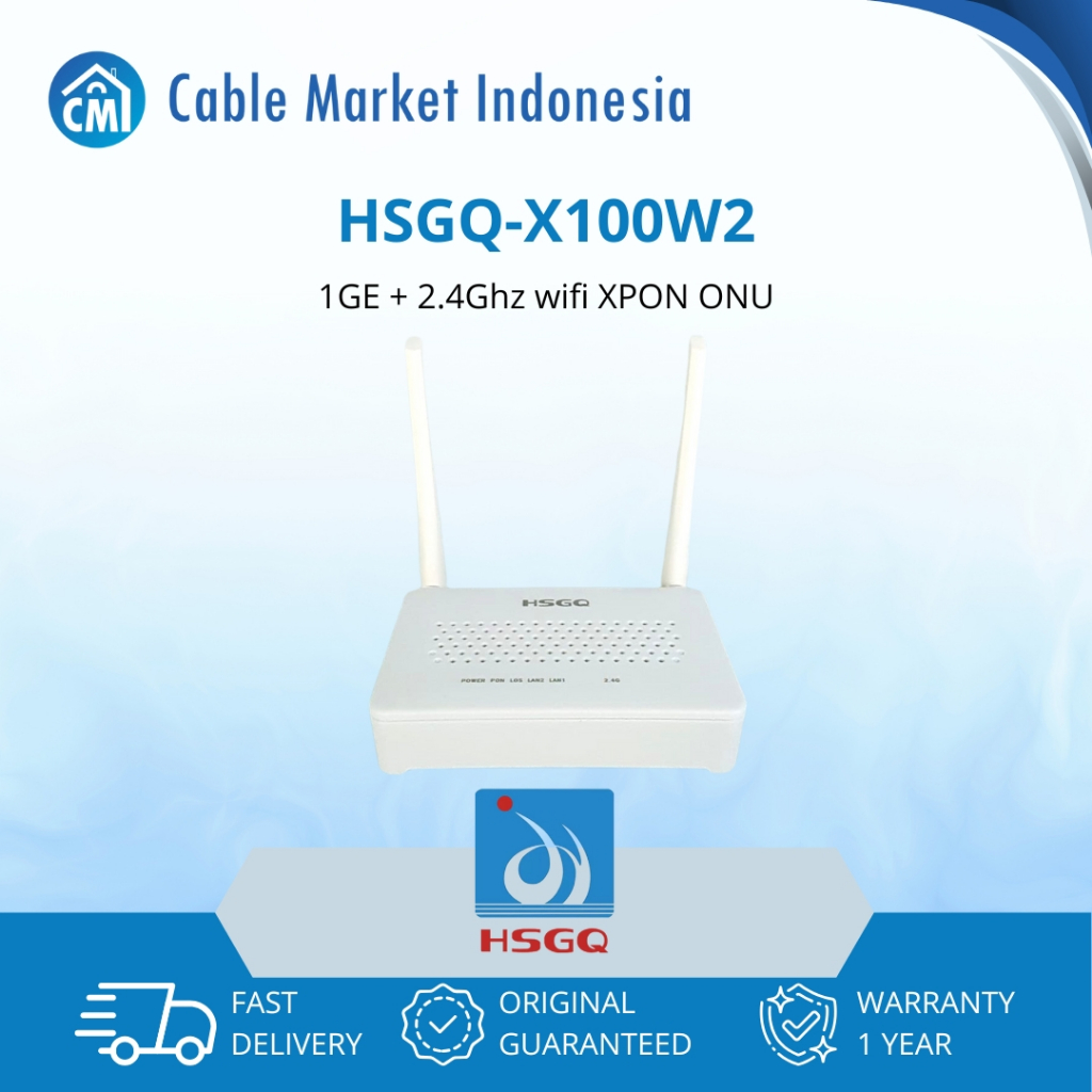 HSGQ X100W2 XPON ONU ONT 1GE 300Mbps 2 Antenna WiFi Fiber Optic Router with HSGQ Xpon Technology