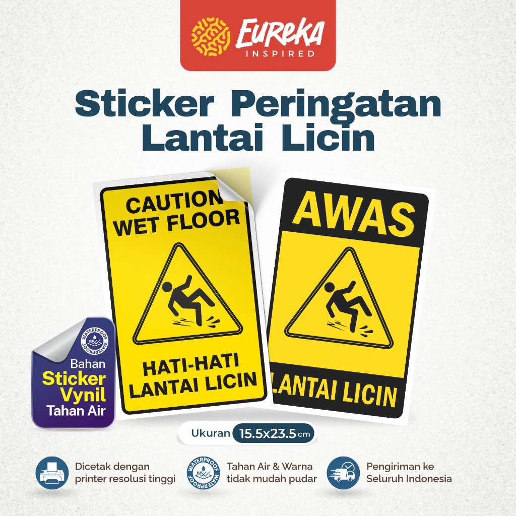 

Stiker Vynil Anti Air Petunjuk Awas Lantai Licin