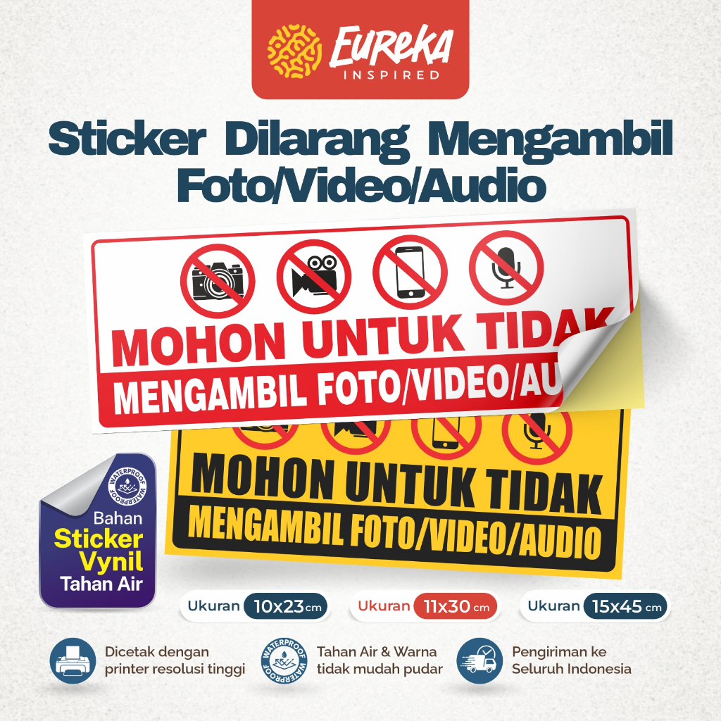 

Stiker Vynil Anti Air Dilarang Mengambil Foto/Video/Audio