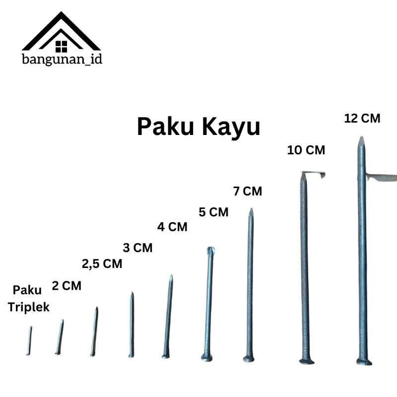 1/4 KG Paku Kayu Reng Triplek 2 3 4 5 7 10 12 15 CM Inch