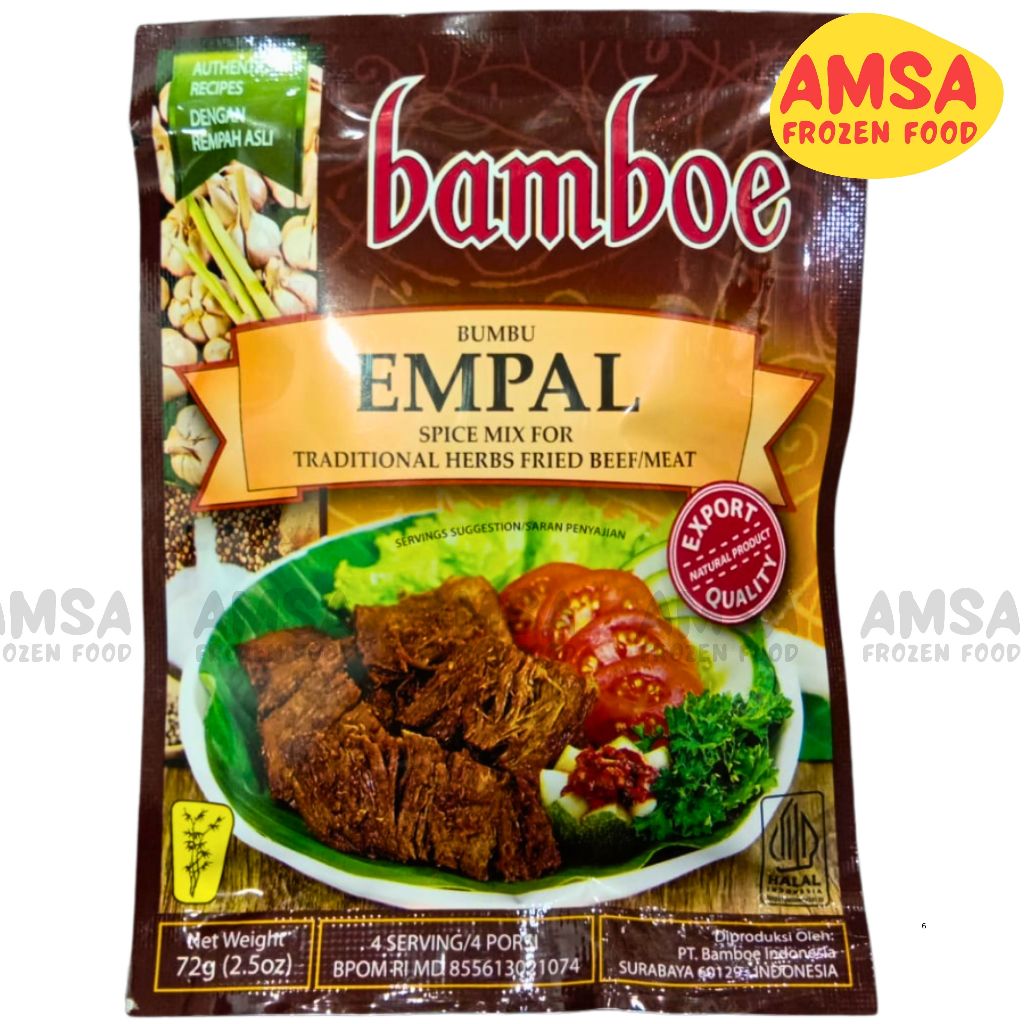 

Bamboe Bumbu Empal 72 gr / Bumbu Empal Daging Bambue Bamboe