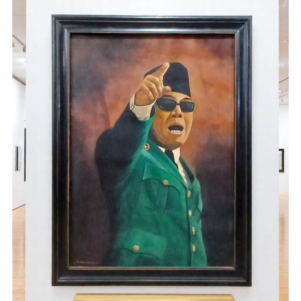 Lukisan Kanvas Tangan Soekarno Motif Orasi Ukuran Besar Vintage Lawas