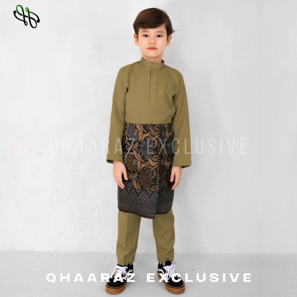 Raffan Setelan Koko Muslim Baju Melayu Anak Laki Laki Modern Bahan Katun Toyobo Satu Set Pakaian Kur