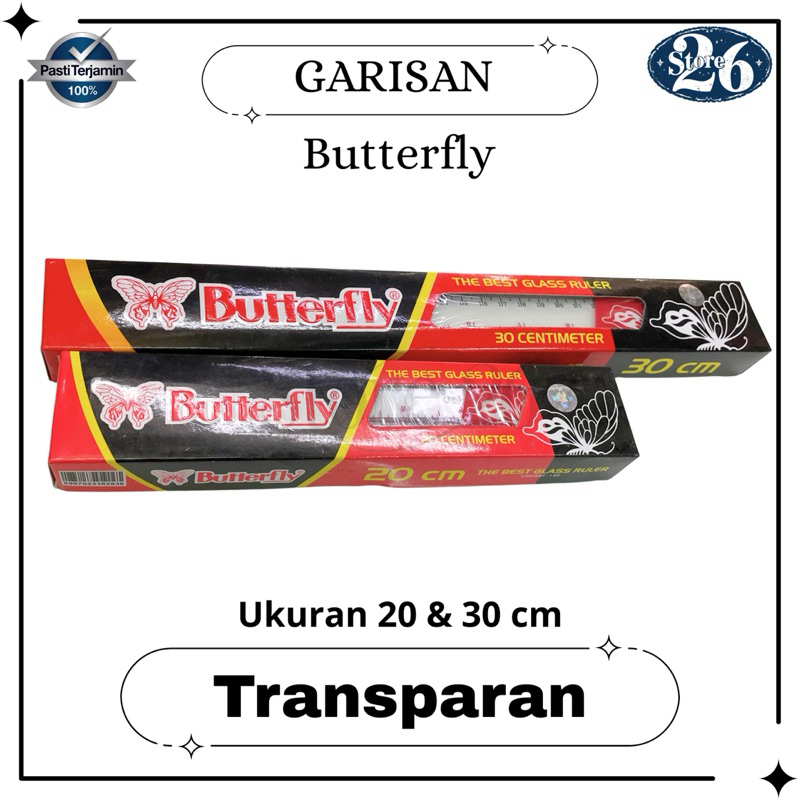 

Garisan Butterfly 30 & 20 Cm / Penggaris Clear