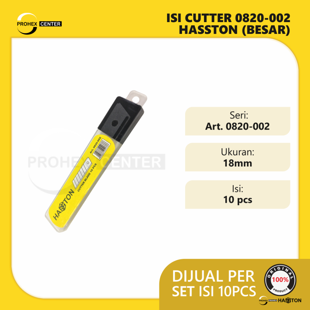 

HASSTON PROHEX Refil Pisau Cutter 18mm 10 Blade ART.0820-002