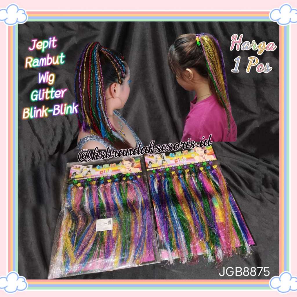 (1PCS) JEPIT RAMBUT WIG GLITTER BLINK-BLINK / JEPIT RAMBUT FASHION HOLOGRAM / JEPITAN RAMBUT PELANGI
