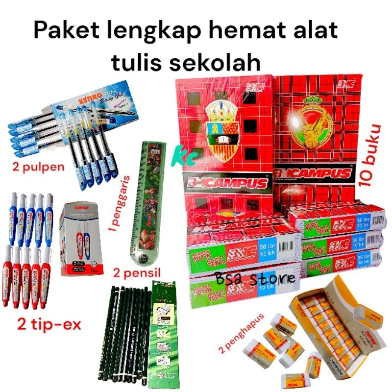 

(PROMO) PAKET LENGKAP BUKU TULIS SEKOLAH PANJANG BESAR BMCAMPUS ISI 50 LEMBAR 1PACK/10 BUKU DAN 5 BUKU FREE 2 PULPEN+2 TIP-EX+2 PENGHAPUS+2 PENSIL + 1 PENGGARIS