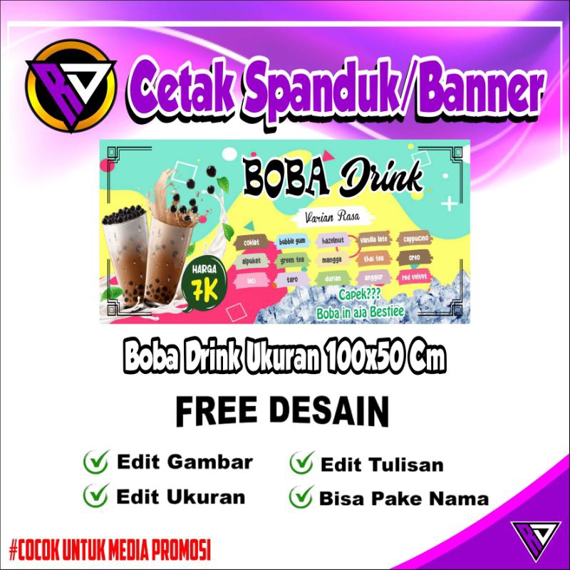 Spanduk Banner Boba Drink Ready Stok