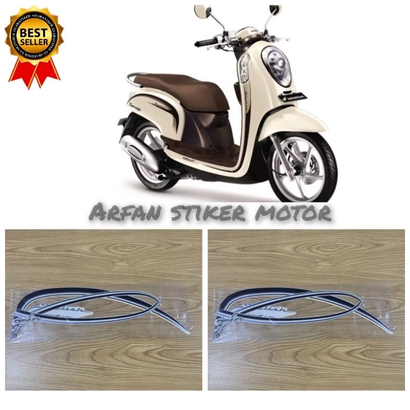 STRIPING STIKER LIS LES POLET BODY MOTOR HONDA SCOOPY STYLISH 2016 CREAM FULLSET BERKUALITAS