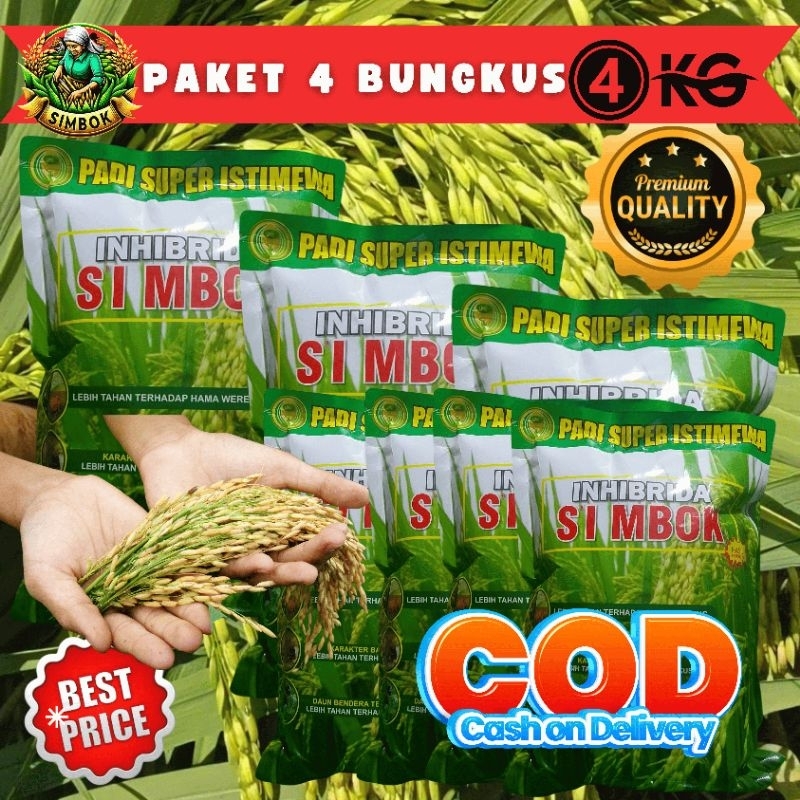 

( 4kg)PADI SIMBOK SUPER ISTIMEWA PADI UNGGUL INDONESIA Di Formulasikan untuk produksi Maksimal Rasa Nasi Pulen Rendeman tinggi Batang Besar dan kokoh tidak mudah Roboh