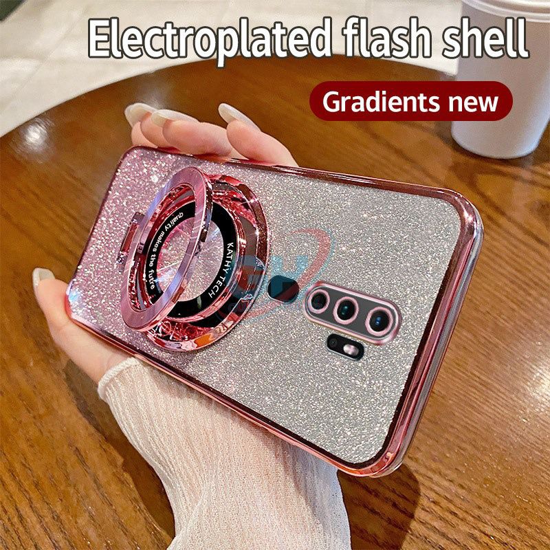 Casing Oppo A5 2020 / A9 2020 Softcase Tpu Standing Glitter Mangsafe Terbaru