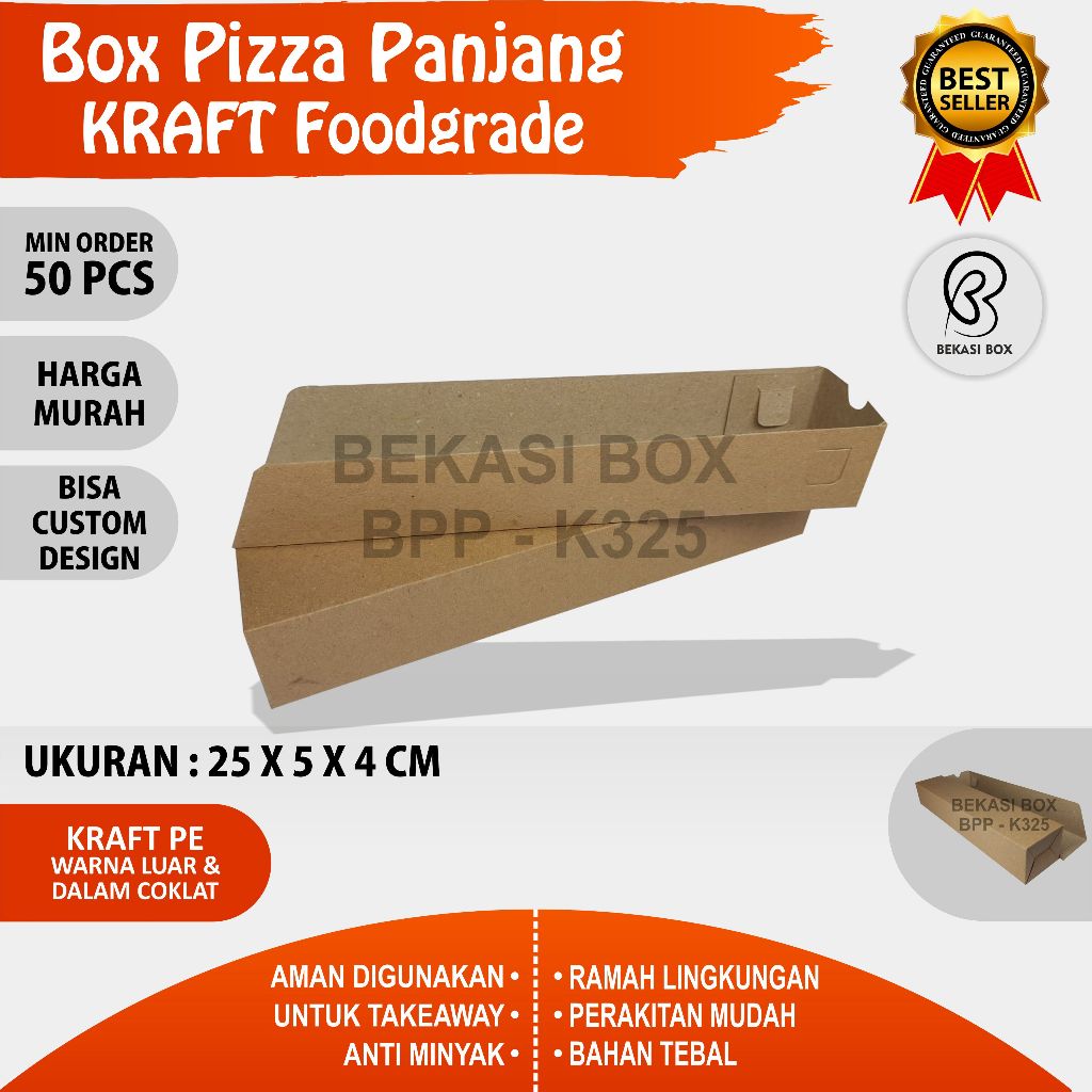 

Box Pizza Panjang kraft Foodgrade 25x5x4 cm