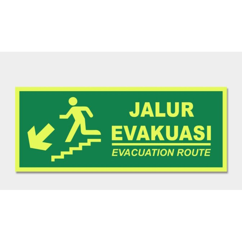 

STIKER JALAR EVAKUASI / EVACUATION ROUTE ( GLOW IN THE DARK ) TANGGA KIRI UK 10 X 30 CM