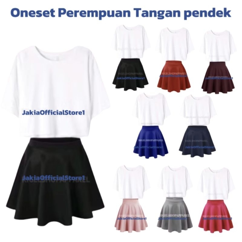 Setelan Rok Kaos crop wanita polos Dewasa SetRok&kaosCrop Onesetrokdankaos