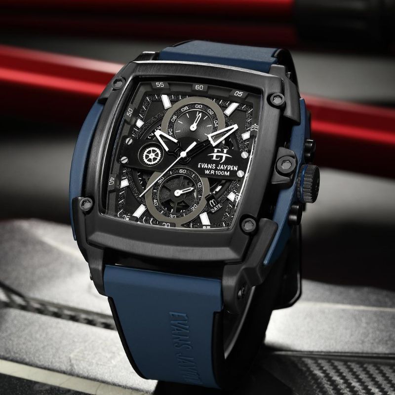 Best Seller Jam Tangan Pria Evans Jayden 9553 Analog Chronograph Aktif Kaca Shaphire Original