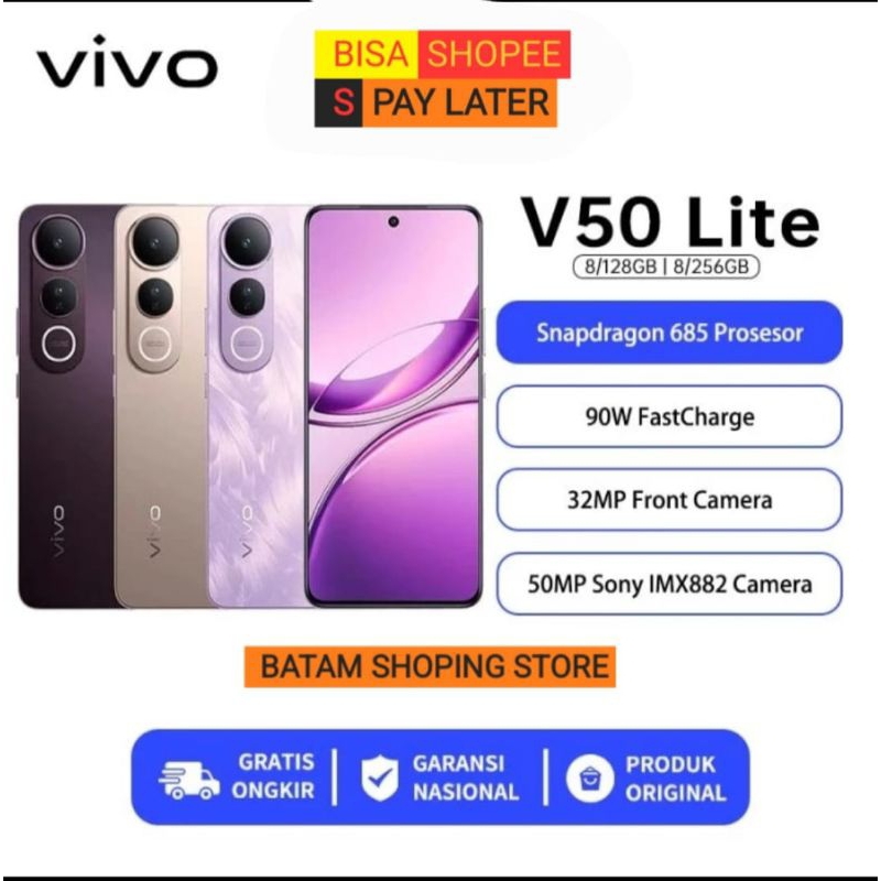 Vivo V50 Lite 4G Ram ( 8GB/128GB ) ( 8GB/256GB ) SNAPDRAGON 685 NEW 2025 GARANSI RESMI