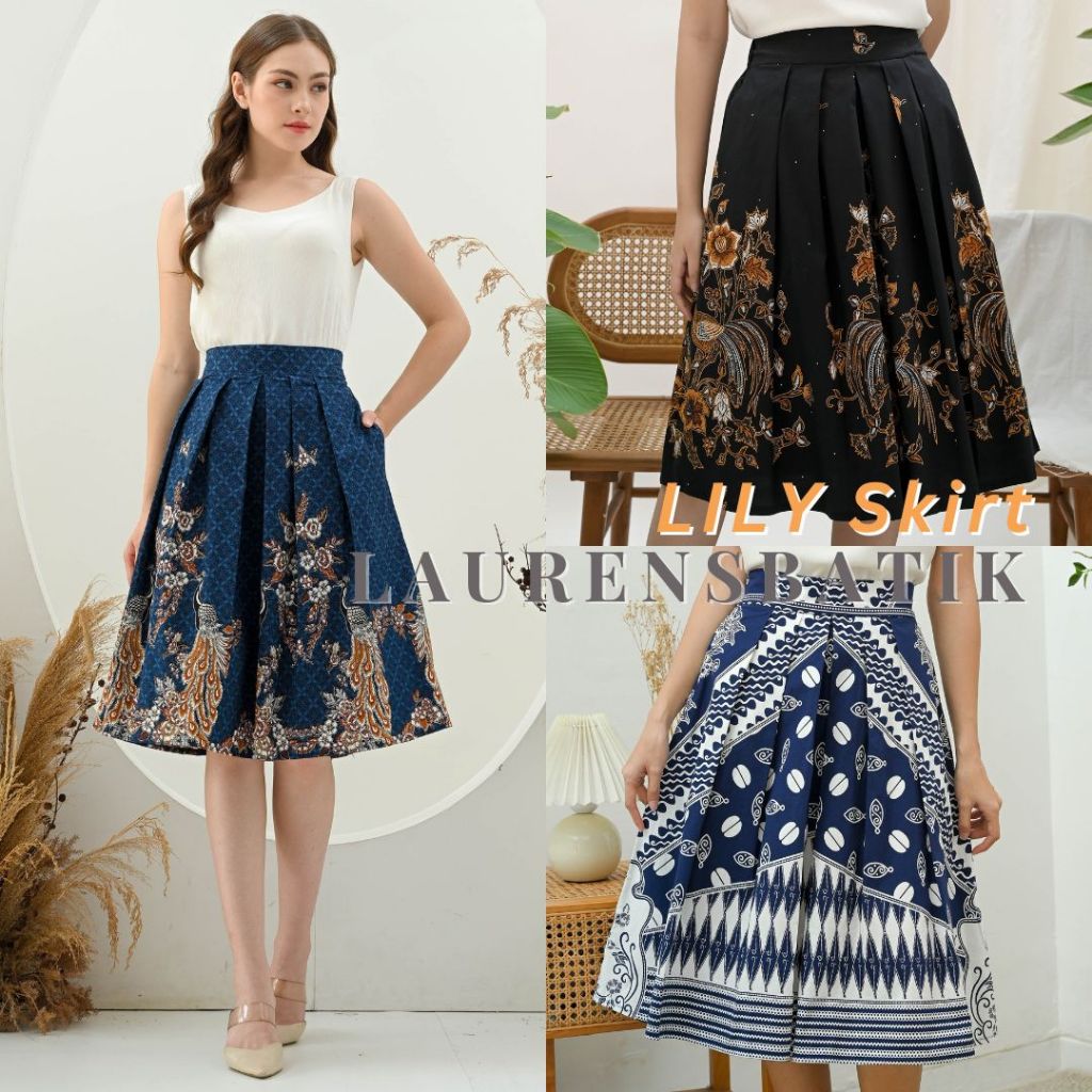 Lily Skirt - Rok Batik / Bawahan Batik / Batik Modern / Batik Wanita / Batik Katun Stretch / Motif B