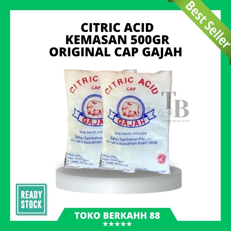 CITRIC ACID | CITRUN CAP GAJAH 500GR REPACK | BIANG SITRUN