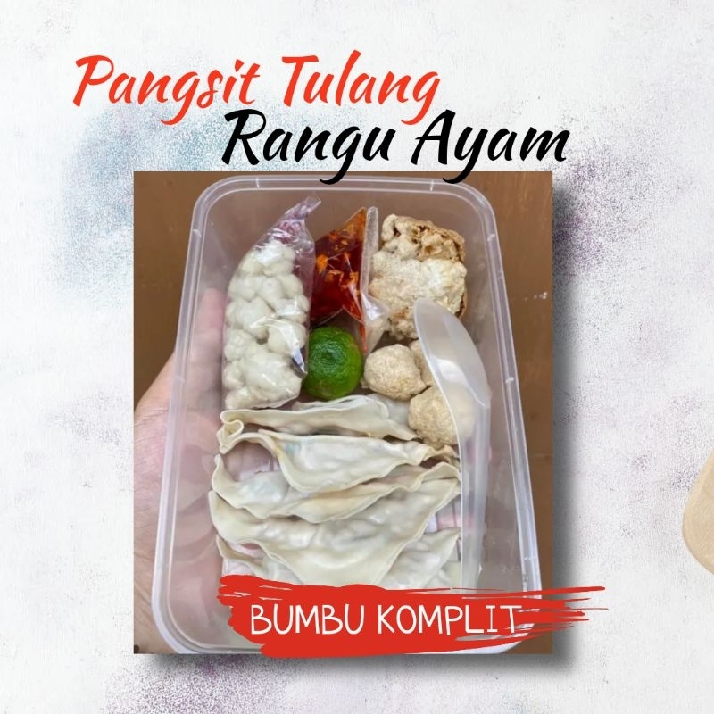 

pangsit tulang rangu ayam komplit +bumbu |cemilan pedas