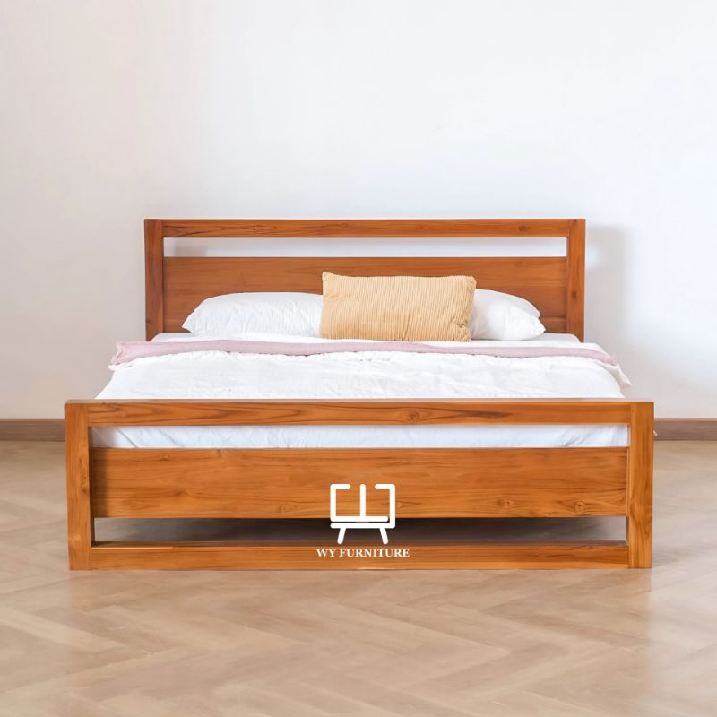tempat tidur minimalis kayu jati, dipan kayu jati, ranjang tempat tidur minimalis kayu jati