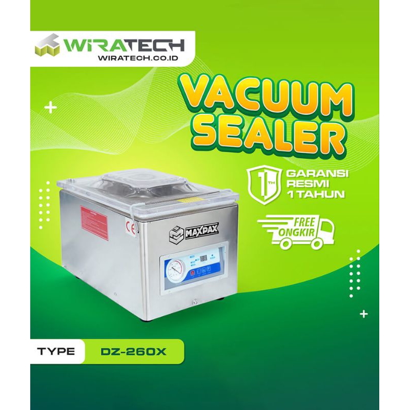 Mesin Vacuum Sealer Wirapax DZ-260X, Stainless Steel, 260x340 mm