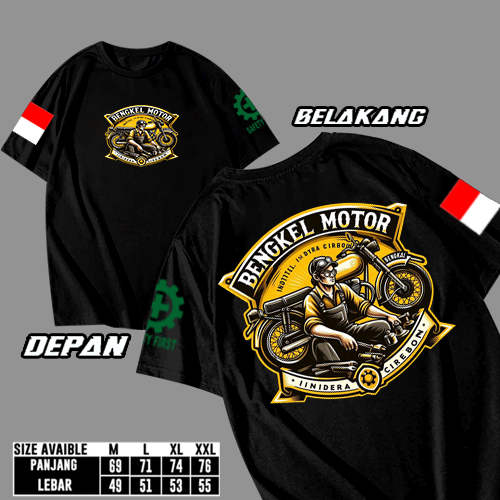 Kaos Bengkel Motor - Kaos Bengkel Motor - Baju Bengkel Motor - Bahan Semi Katun 30s Adem Digunakan -