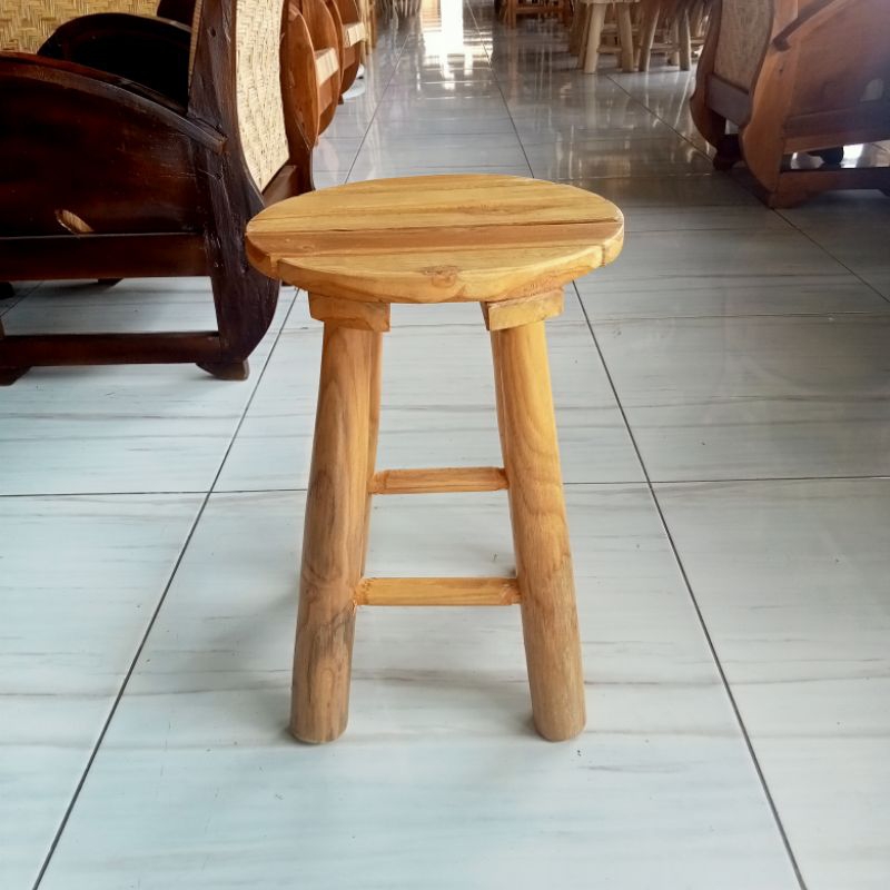 PROMO KURSI JATI BULAT GARIS KURSI KAYU JATI KURSI SERBAGUNA