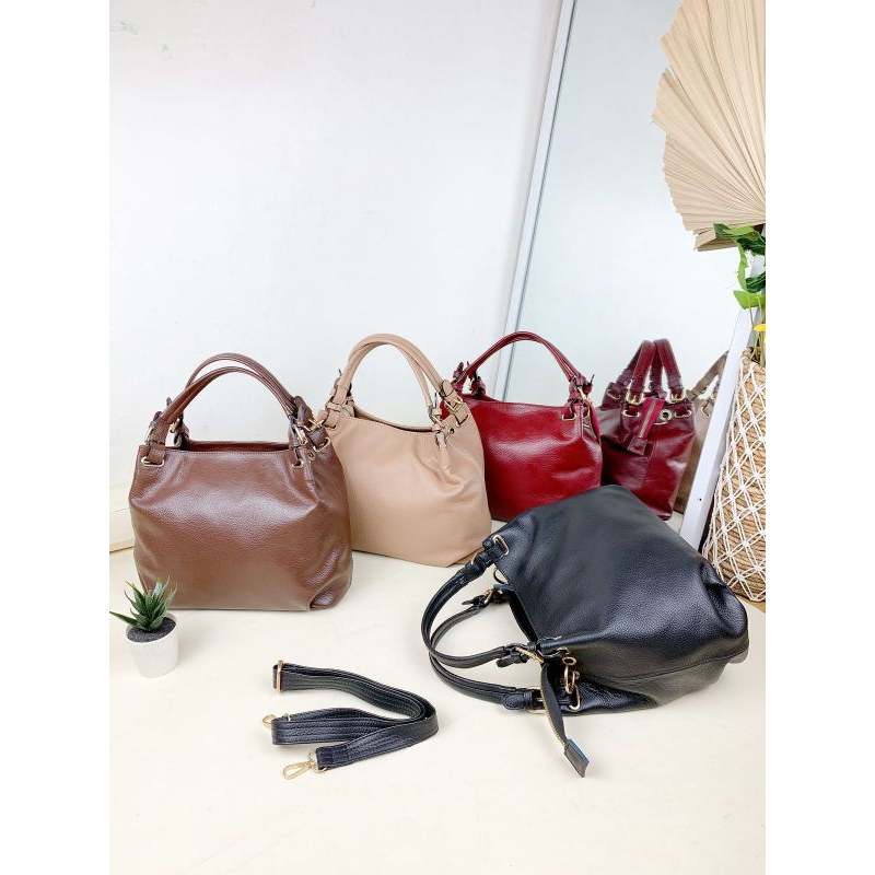 31. Tas Wanita Kulit Sapi Asli Tas 2in1 Tas Selempang Cangklong Tas Pesta Cantik Unik