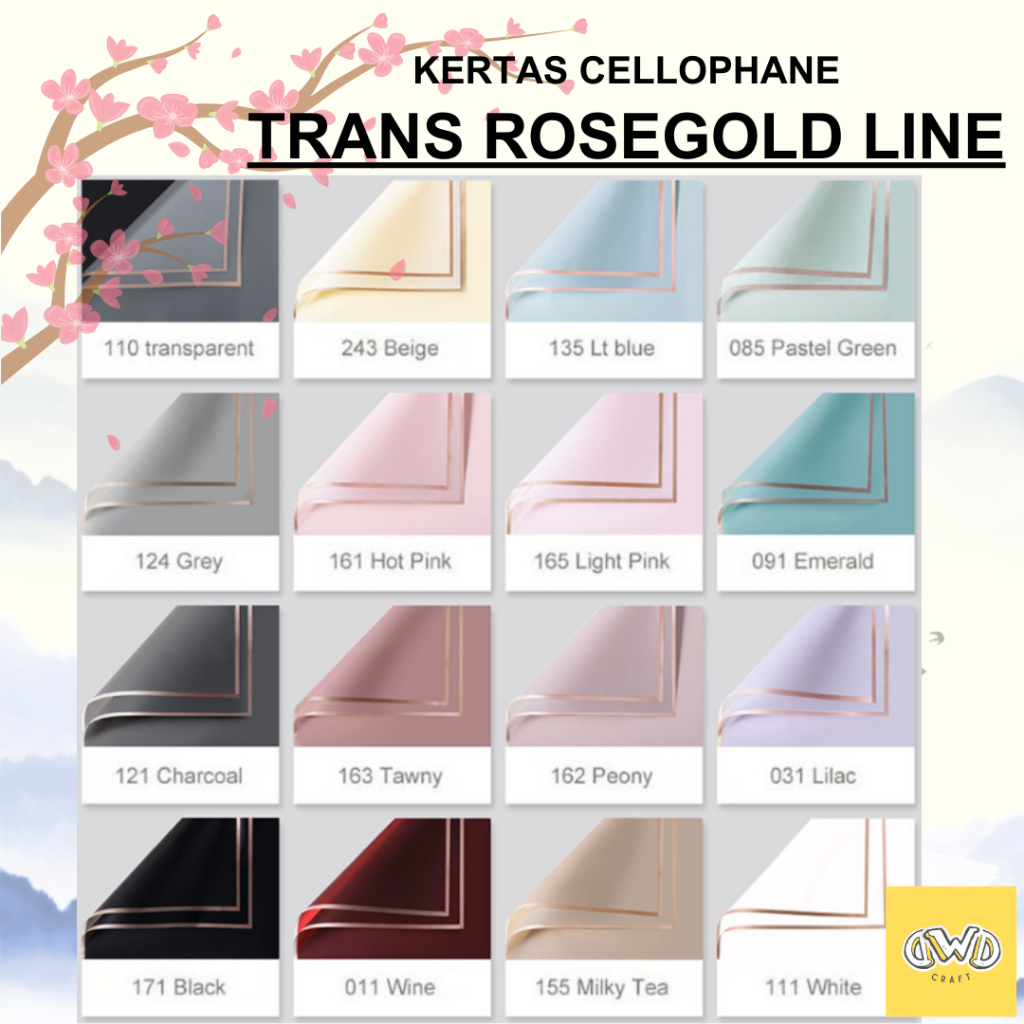 

(20 LEMBAR) TRANSPARAN ROSEGOLD LINE - Flower Wrapping Cellophane / Kertas Buket Bunga Hand Bouquet