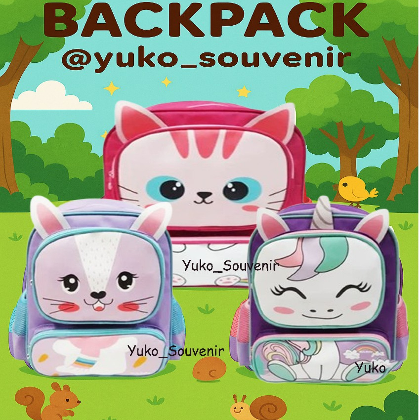 Tas Ransel Anak Sekolah IMPORT Gambar Binatang Bagus Murah Ukuran TK Tas Ransel Anak Gambar Kucing T