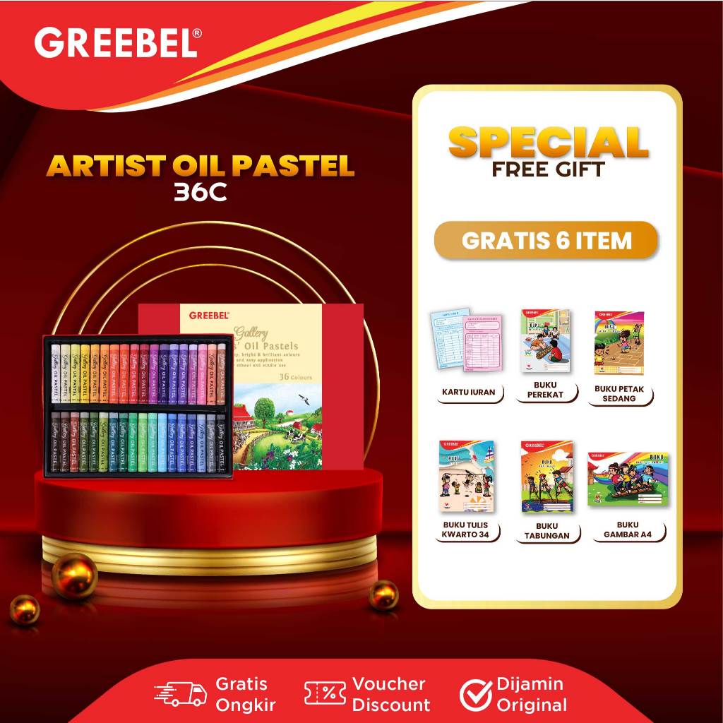 

GREEBEL Crayon Krayon ARTIST 36 Warna / ARTIST Oil Pastel 36 (AOP36) Mewarnai Professional Crayon Set