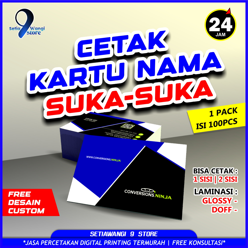 

Kartu Nama GRATIS Desain Custom / Kartu Nama Usaha isi 100pcs 1 Sisi/2 Sisi Laminasi Glossy / Doff