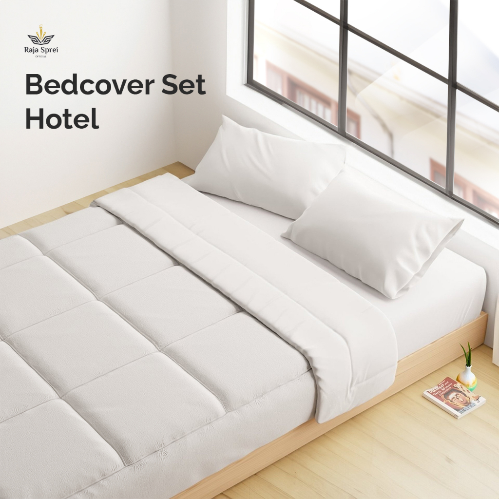 Sprei + Bedcover Putih Polos Hotel Reguler / Sorei rumah sakit / Sprei hotel / Bedcover Selimut