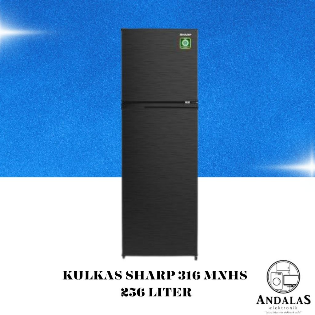 Kulkas Sharp SJ-316MNHS 2 Pintu Kirei Series Dark Silver