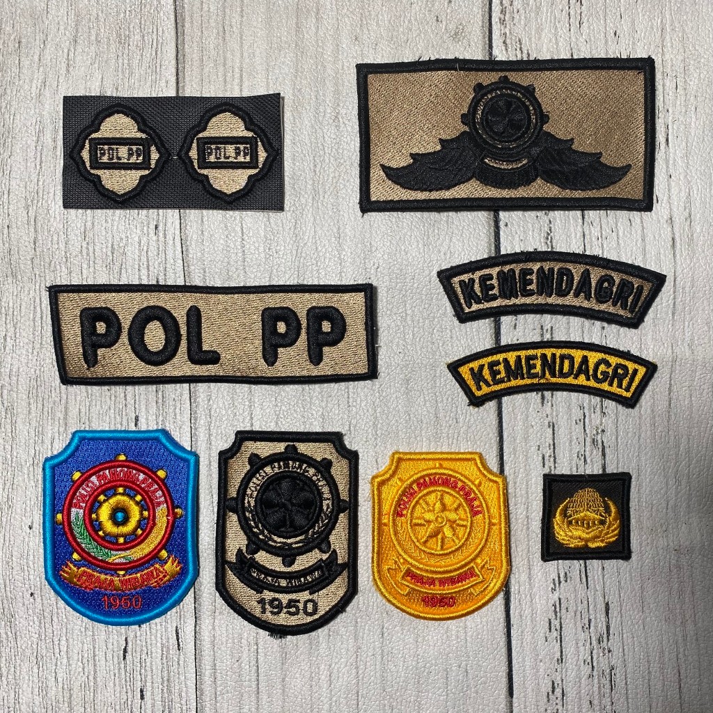 Atribut SATPOL PP Bordir Timbul POL PP Bet Kewenangan Monogram KORPRI SATPOL PP Timbul