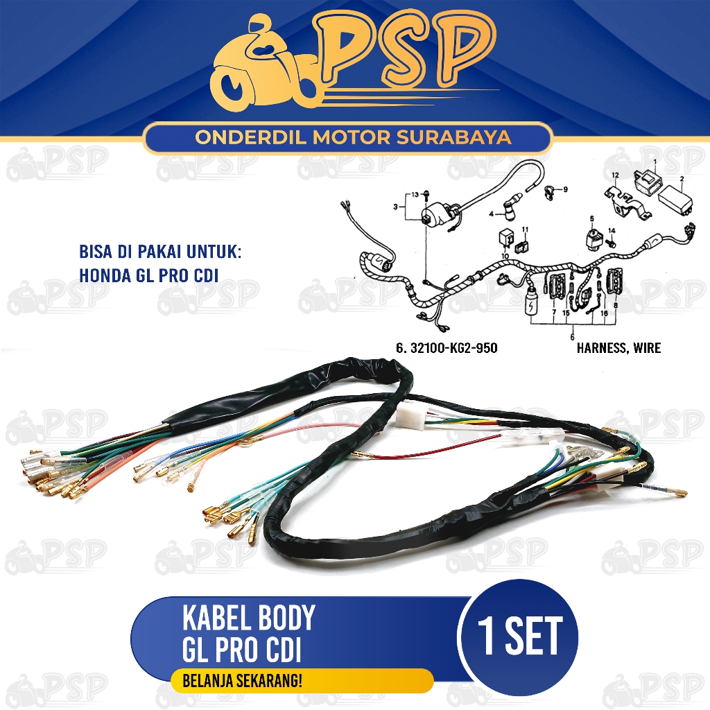Kabel Body GL Pro CDI - Cable Cabel Tali Seling Body Bodi Utama Set Komplit Honda GL CDI GL Max CDI