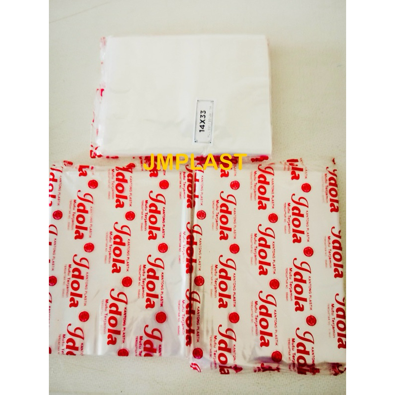 kantong plastik PP merek IDOLA uk 14x33 ( 1kg) & Uk 12x25 (1/2kg)