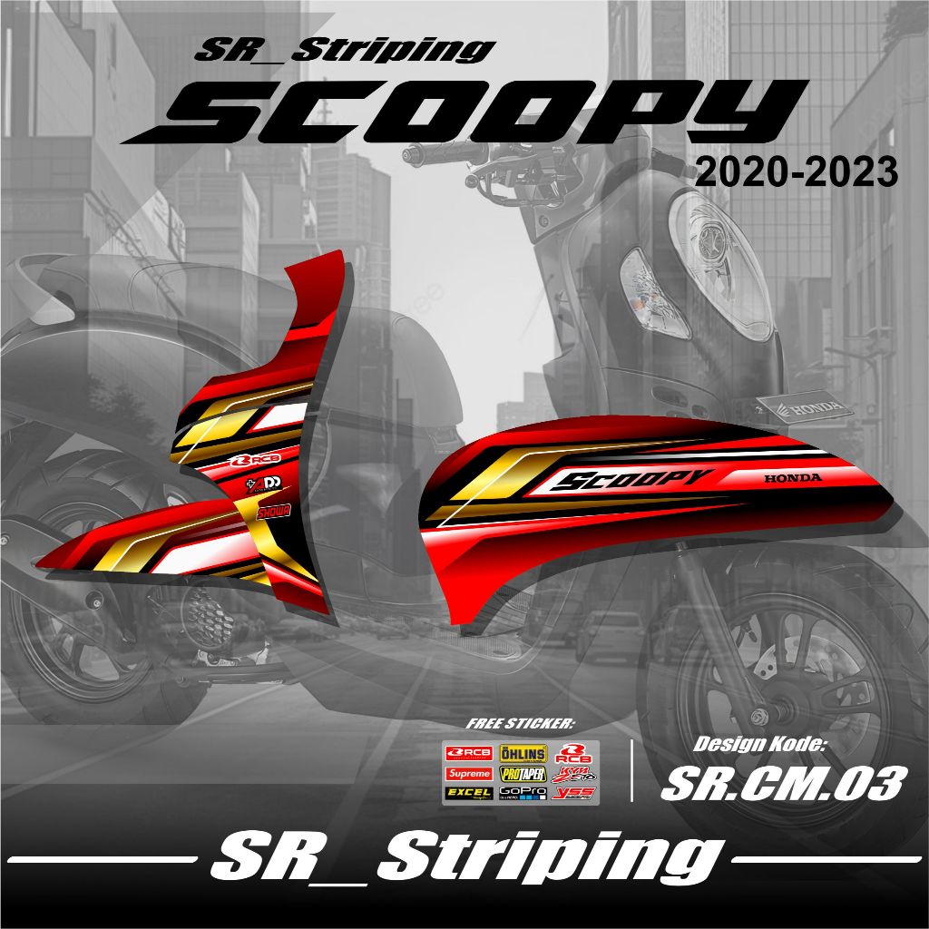 Striping Stiker Motor Scoopy New 2020 2021 2022 2023 Prestige Sporty Variasi List Simple Modifikasi 
