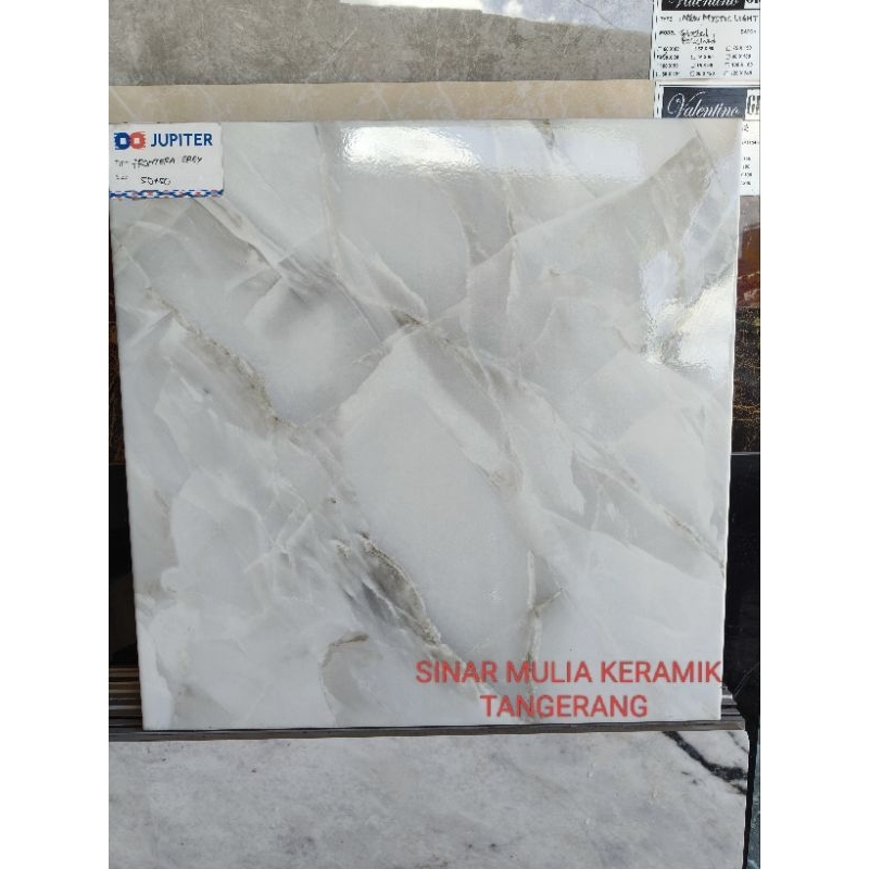 Keramik 50x50 Lantai Glossy Ukuran 50x50 Jupiter Frontera Grey - keramik lantai motif marmer - keram