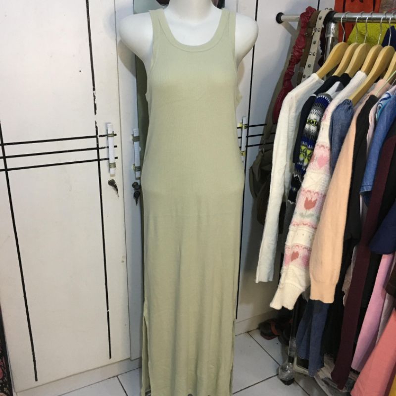 PRELOVED LONG DRESS RAJUT KNIT SAGE HNM