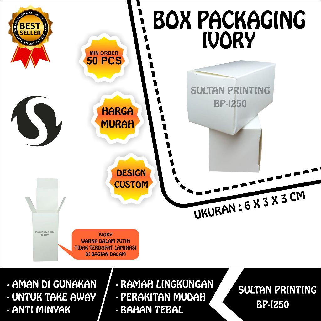 

Box Packaging Ivory Natural 6x3x3 cm